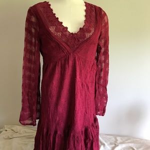 Free People boho deep red dress